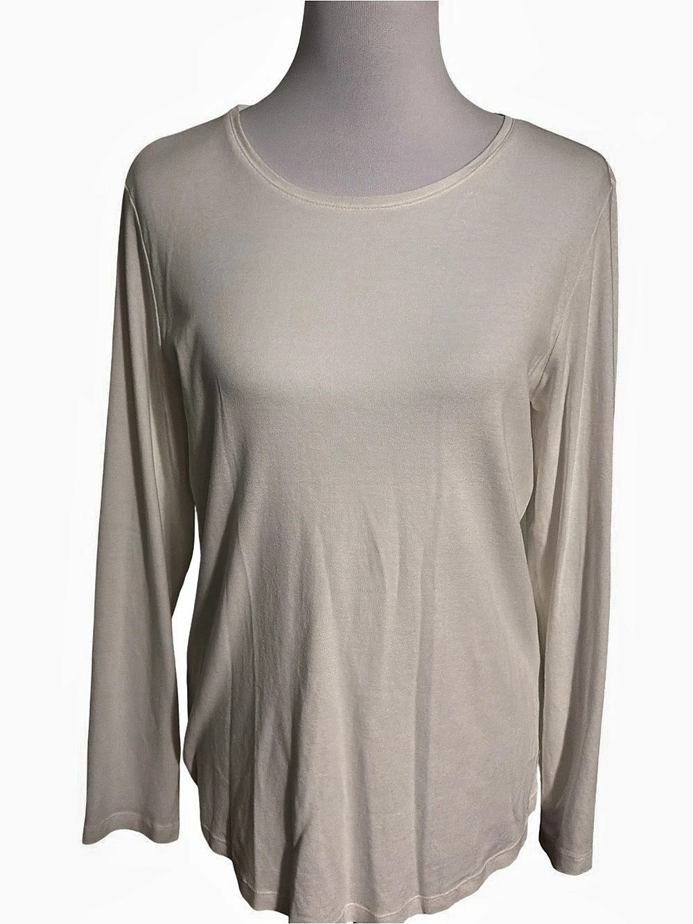 Chico's Long Sleeve Scoop Neck Tee White Size L